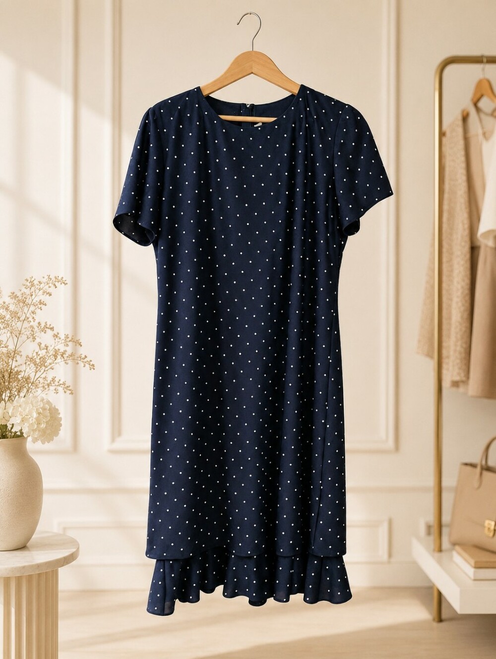 Anthony Richards Navy Blue Polka Dot Dress